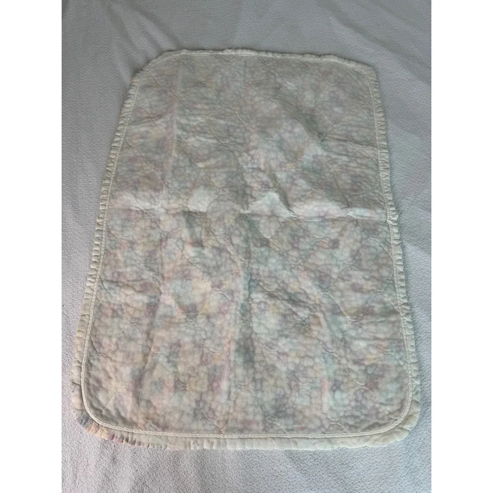 Vintage Patchwork Print Baby Quilt Multi Color Floral 42x31 Cottagecore 70s
